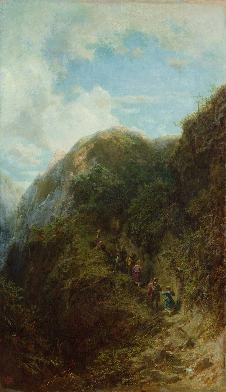 Turisté na hoře od Carl Spitzweg