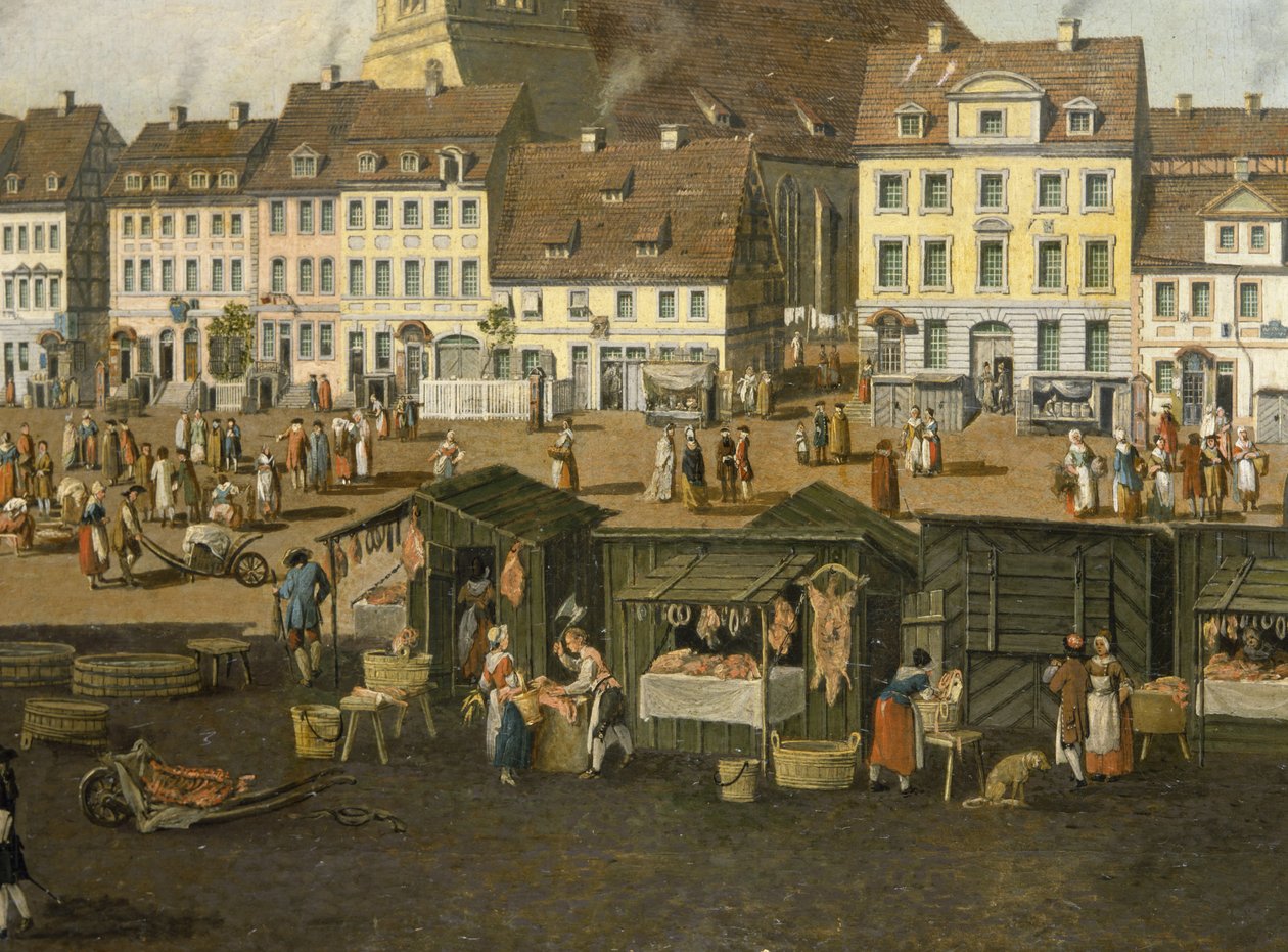 Nový trh v Berlíně s Marienkirche kolem roku 1770 od Carl Traugott Fechhelm
