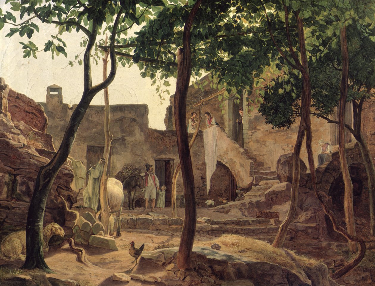Statek poblíž Sorrento, 1827 od Carl Wilhelm Goetzloff