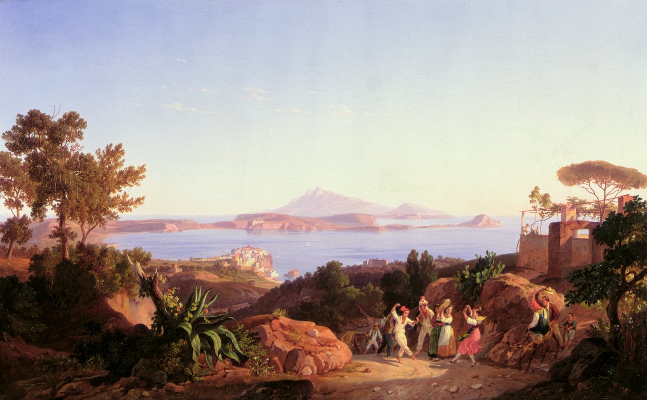 Pohled na záliv Pozzuoli s horou Solfatara, c.1830 od Carl Wilhelm Goetzloff