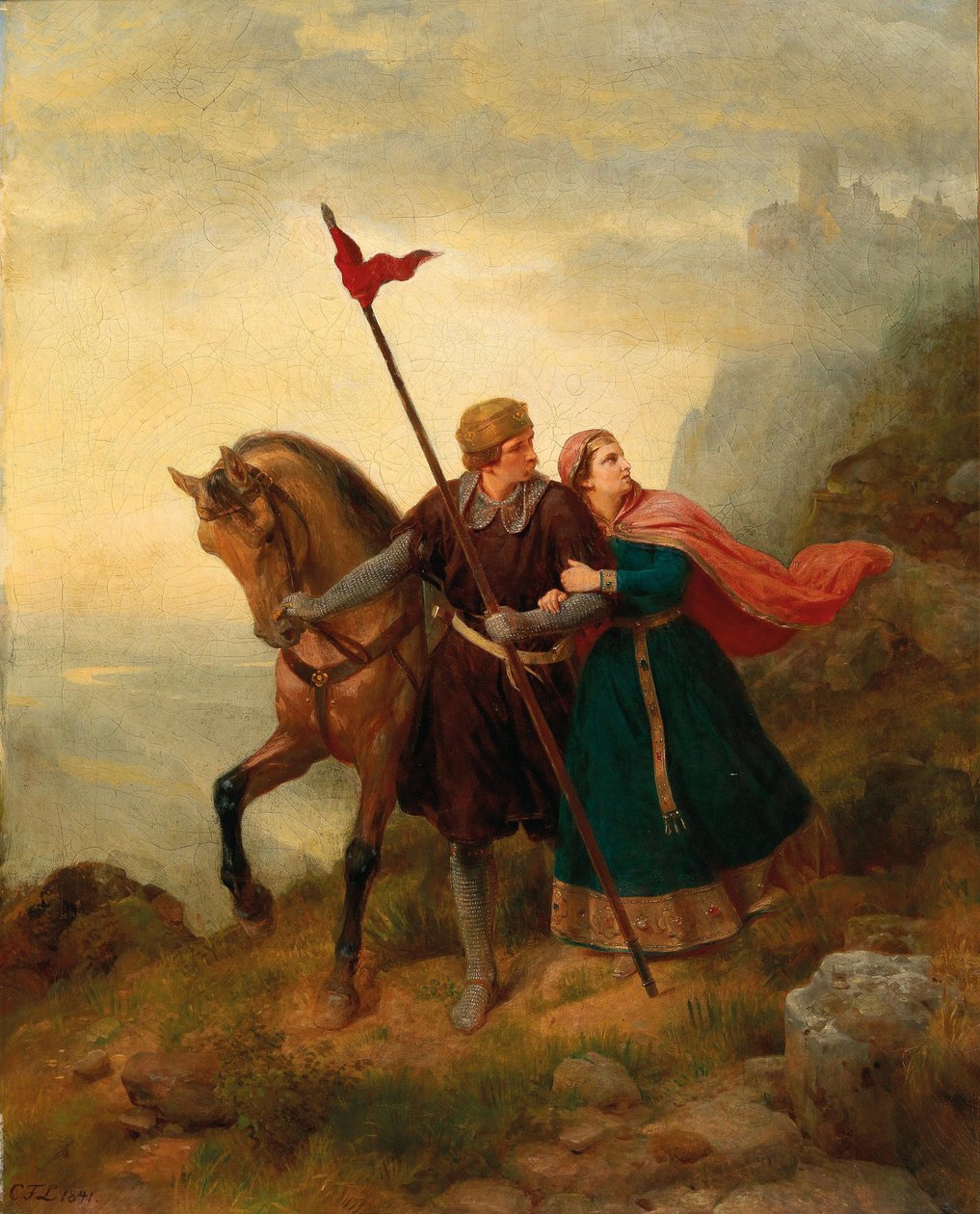 Walther a Hildegunda prchají, 1841. od Carl Friedrich Lessing