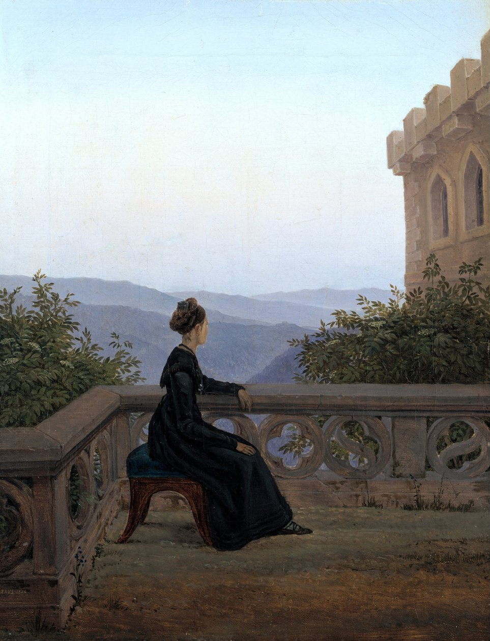 Žena na balkóně, 1824 od Carl Gustav Carus