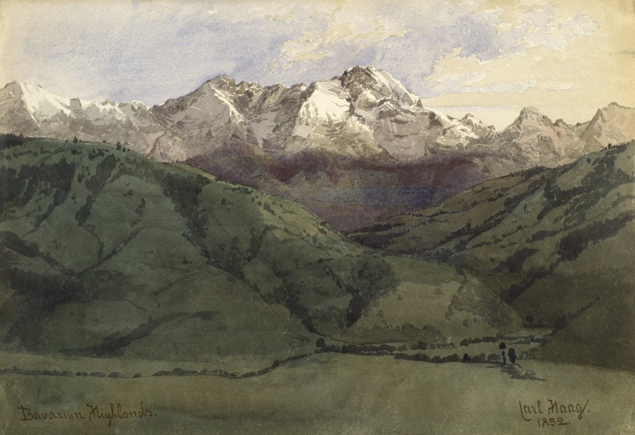 Bavorská vysočina, 1852 (wc na papíře) od Carl Haag