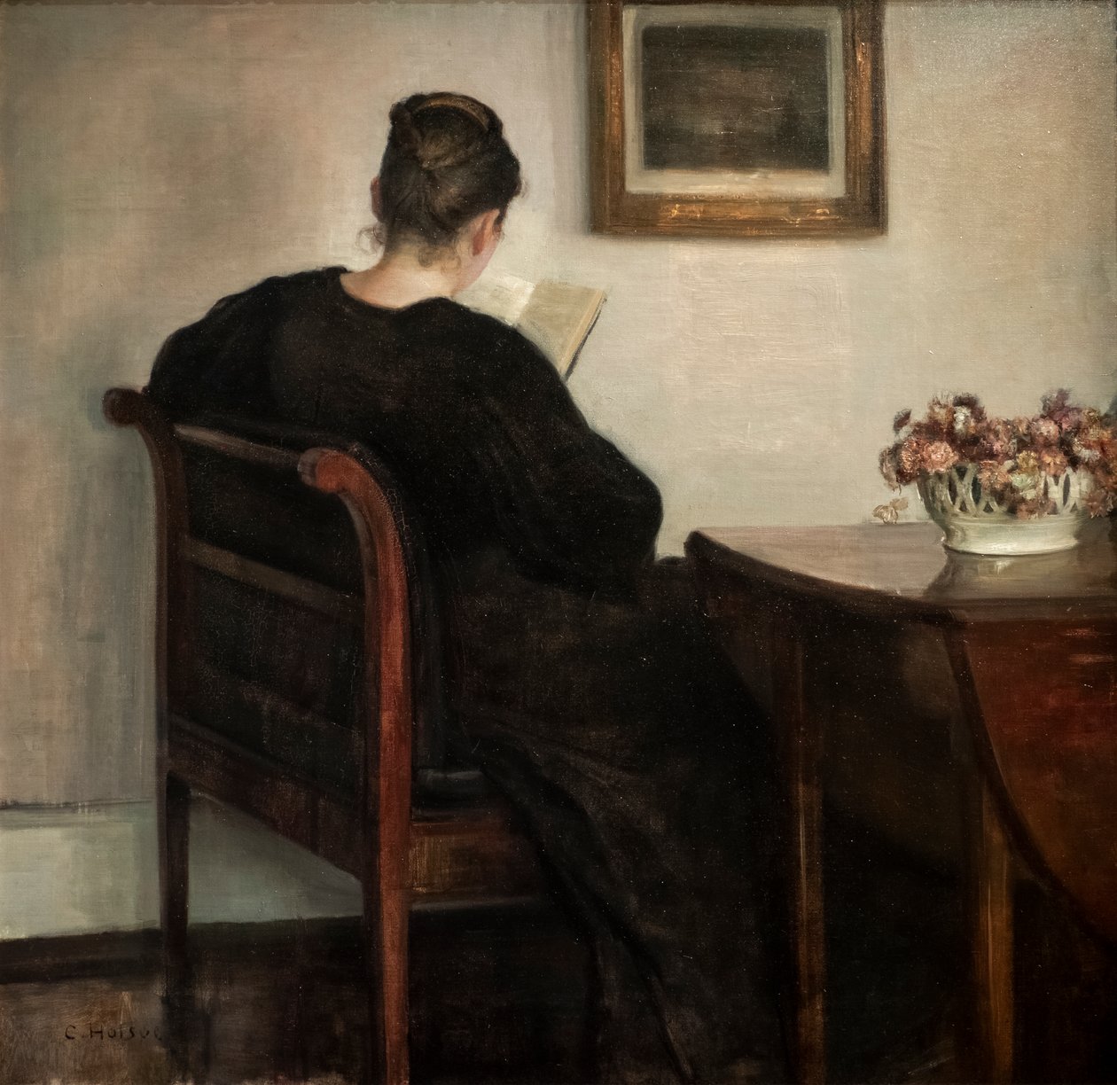 Interiér, čtení žena od Carl Holsoe