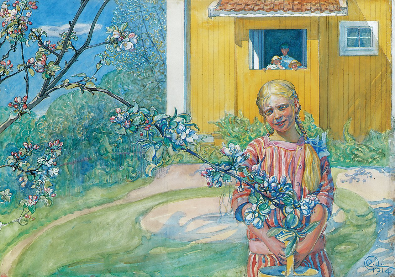 Dívka s květem jablka, 1914 od Carl Larsson