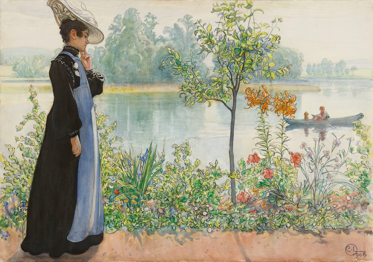 Karin u břehu od Carl Larsson