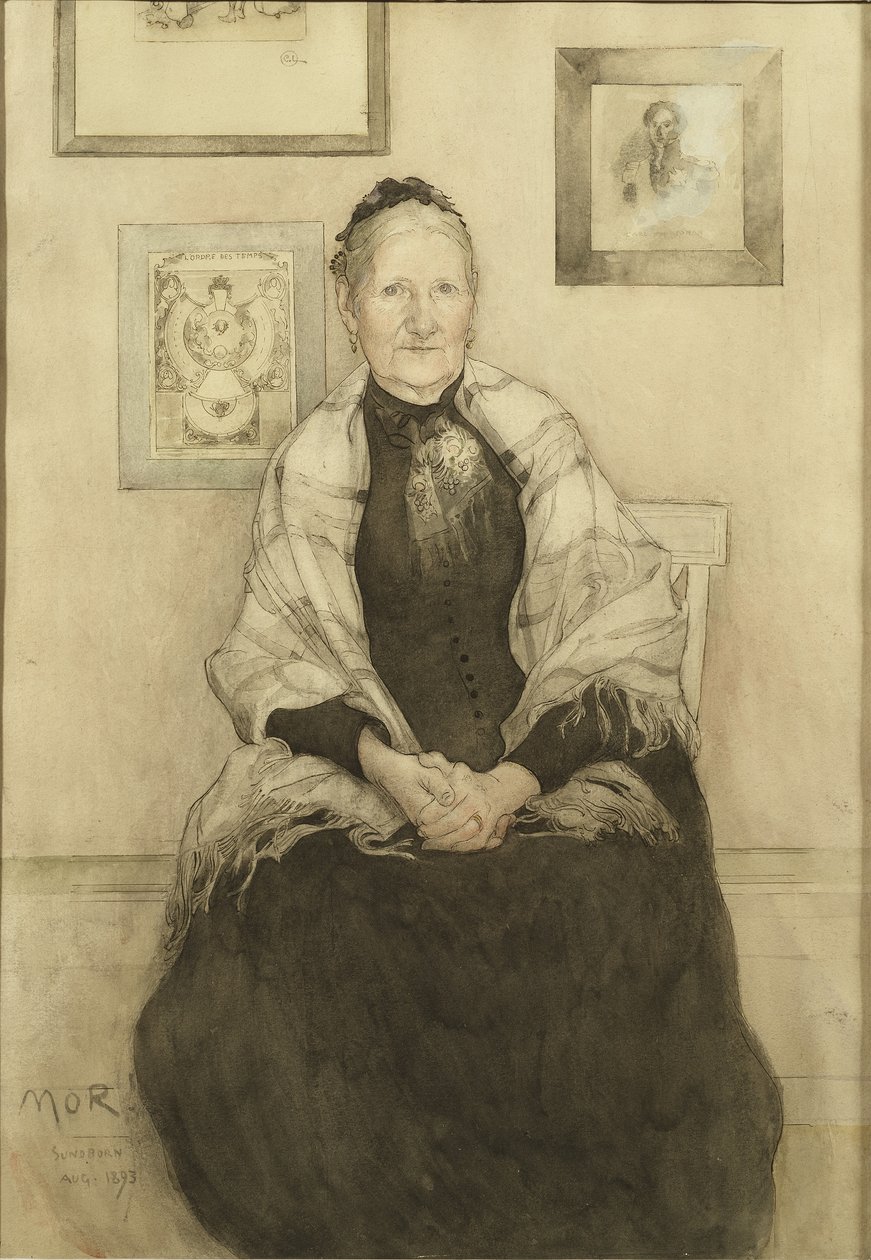 Matka, cca 1893 (wc na papíře) od Carl Larsson