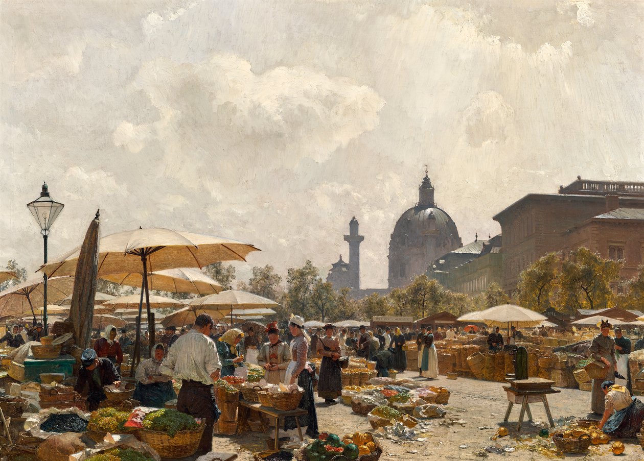 Naschmarkt ve Vídni od Carl Moll