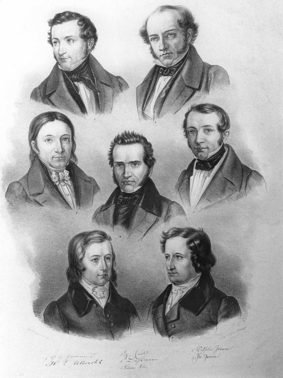 Göttingenská sedma, kolem 1837-38 (litho) od Carl Rohde