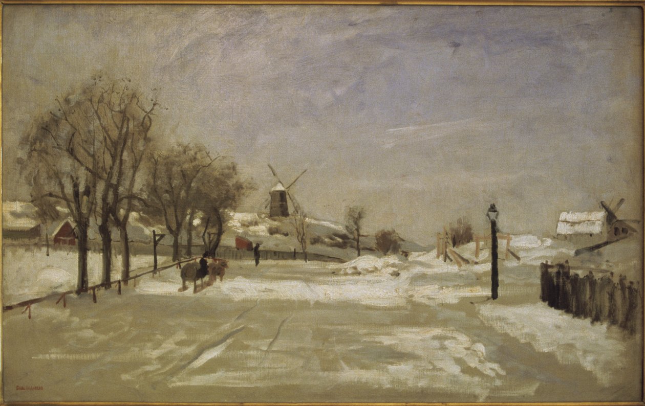 Zima. Pohled na Eriksberg, Stockholm, c.1880 od Carl Skånberg