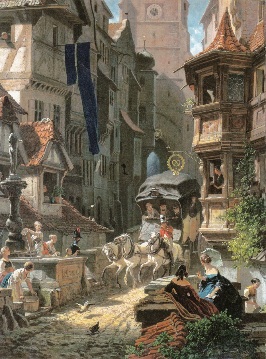 Příjezd dostavníku od Carl Spitzweg