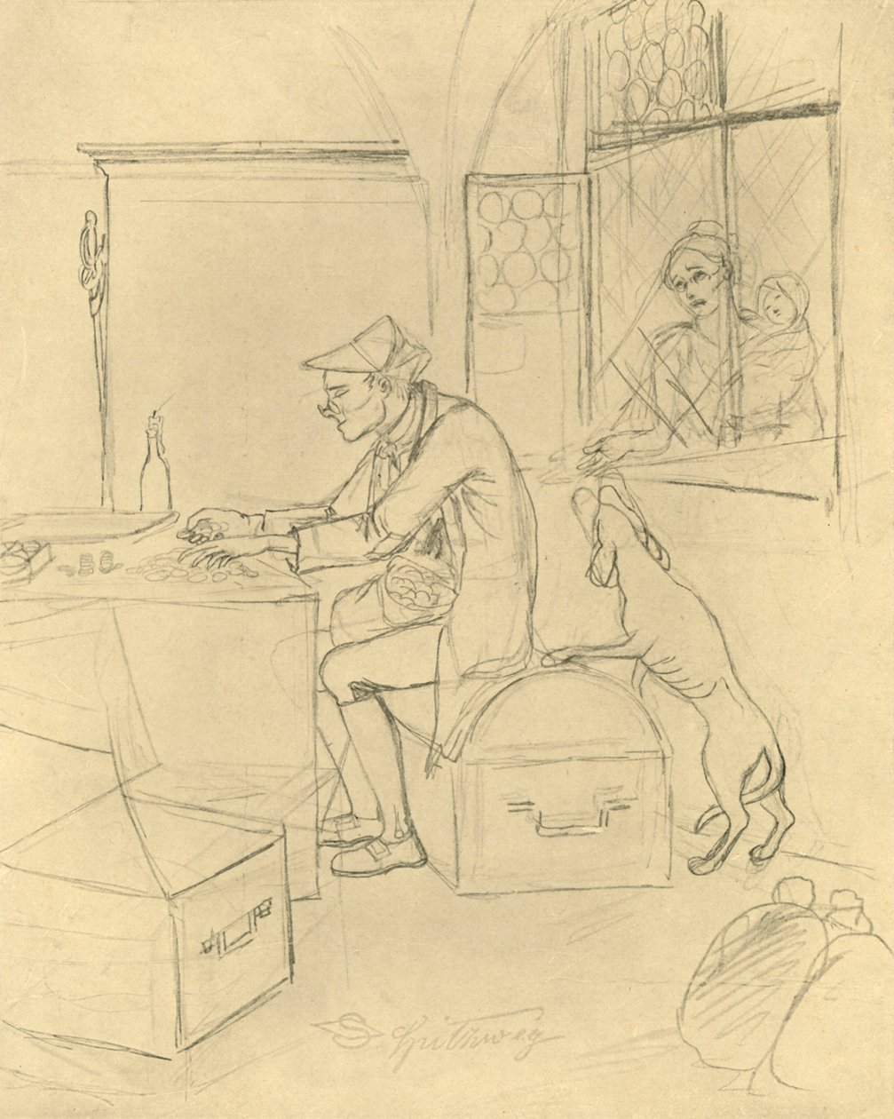Lakomec, polovina konce 19. století, kolem roku 1924. od Carl Spitzweg
