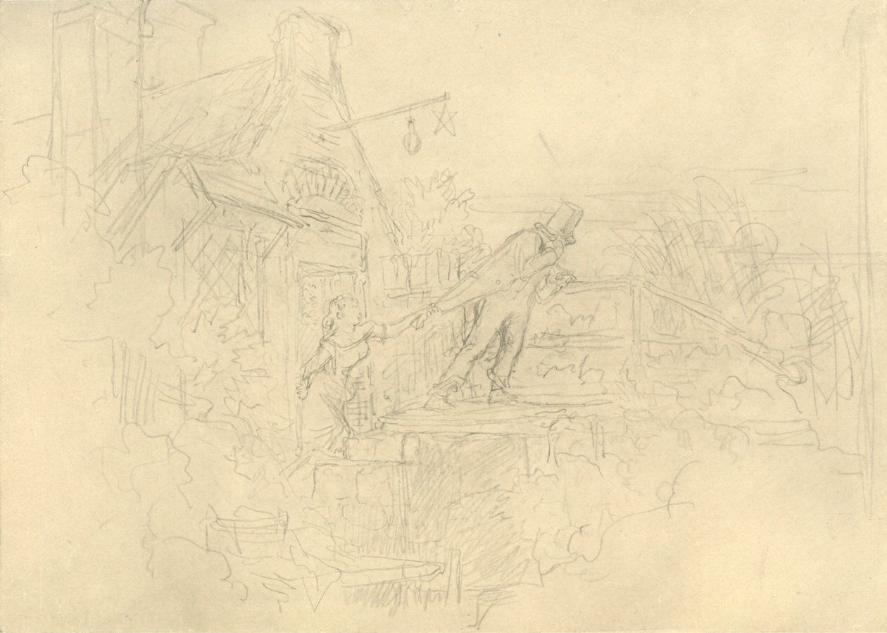 Der Zechpreller, polovina konce 19. století, c1924. od Carl Spitzweg