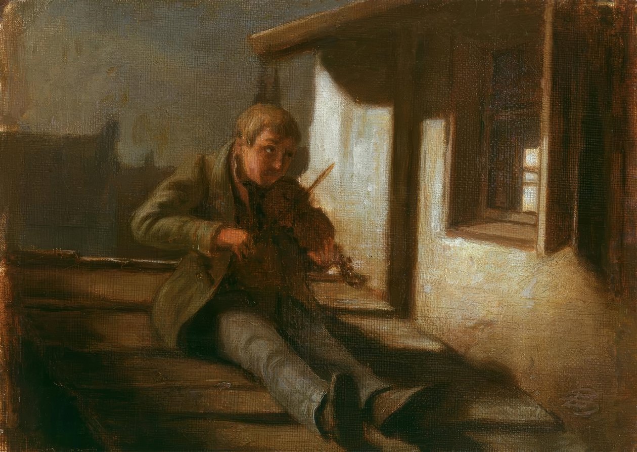 Houslista na střeše od Carl Spitzweg