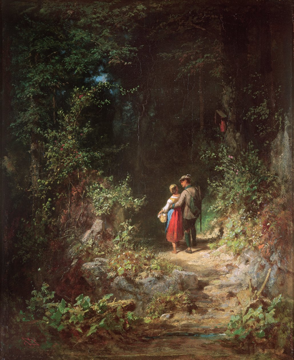 Milenci v lese, kolem roku 1860 od Carl Spitzweg