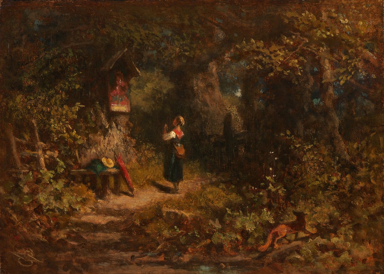 Marterl (Modlící se rolnice) (olej na plátně) od Carl Spitzweg