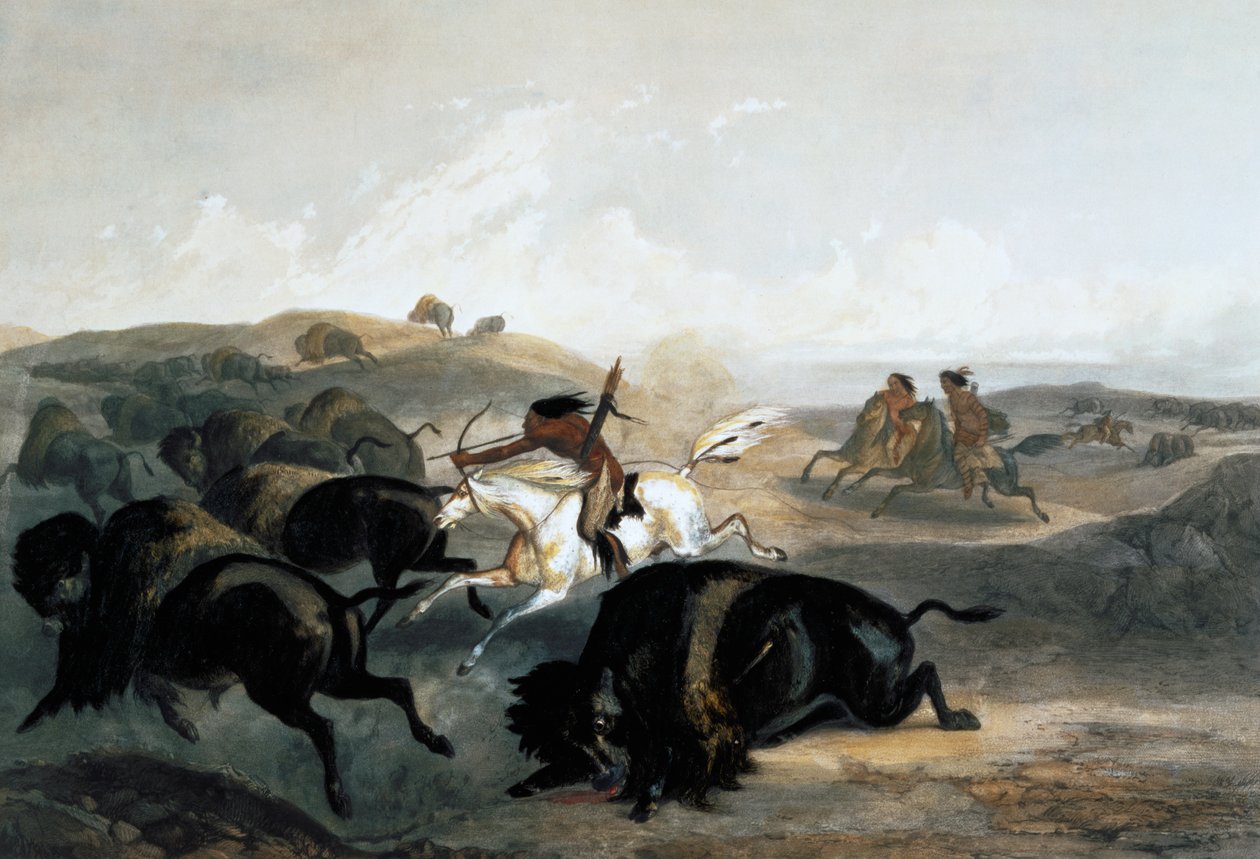 „Indiáni loví bizony“, 1843 od Carl Vogel