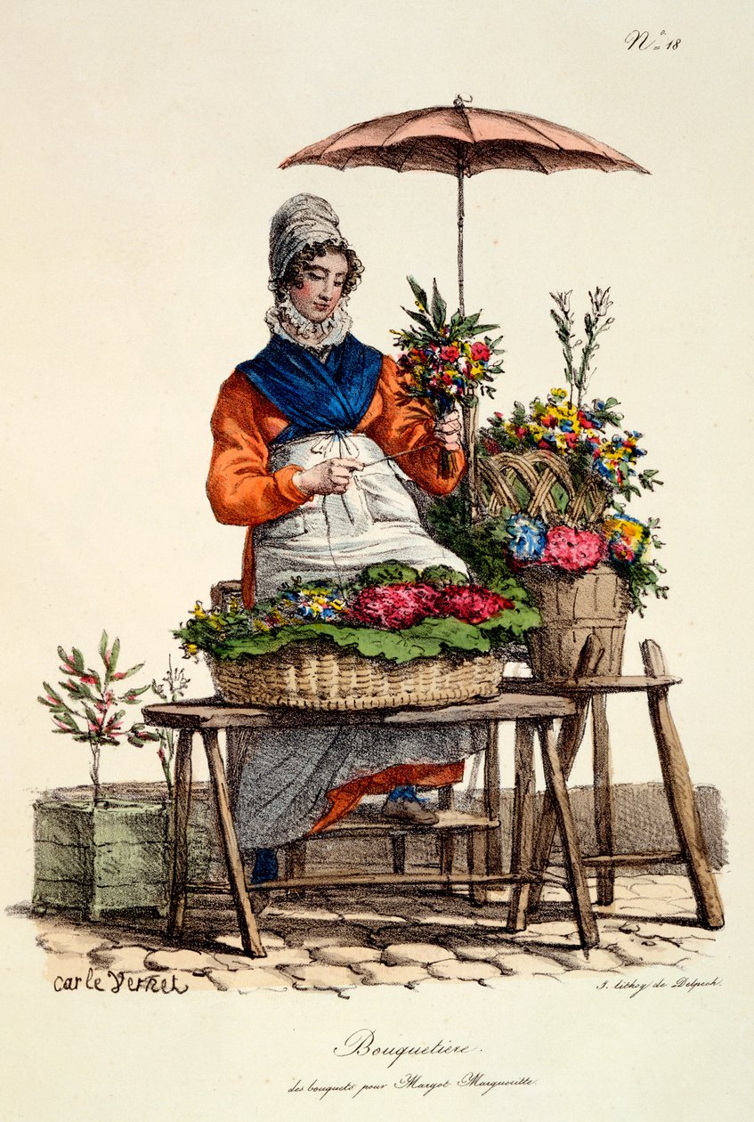 Bouquetiere des bouquets pro Margot Margueritte, tisk vyrobený Delpeck, z 