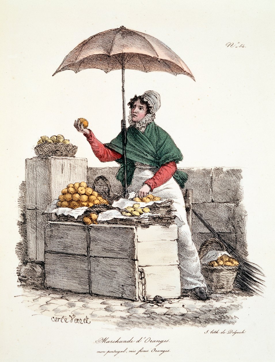 Orange Seller, tisk od Delpech, 1808 od Carle Vernet