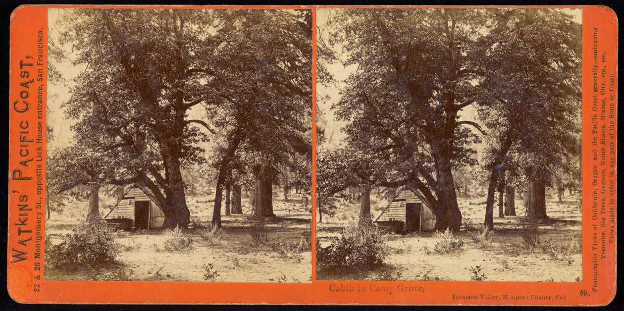 Cabin in Camp Grove, Yosemite Valley, Mariposa County, Ca. od Carleton E. Watkins