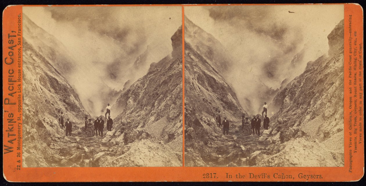 V Devils Canon, gejzíry. od Carleton E. Watkins