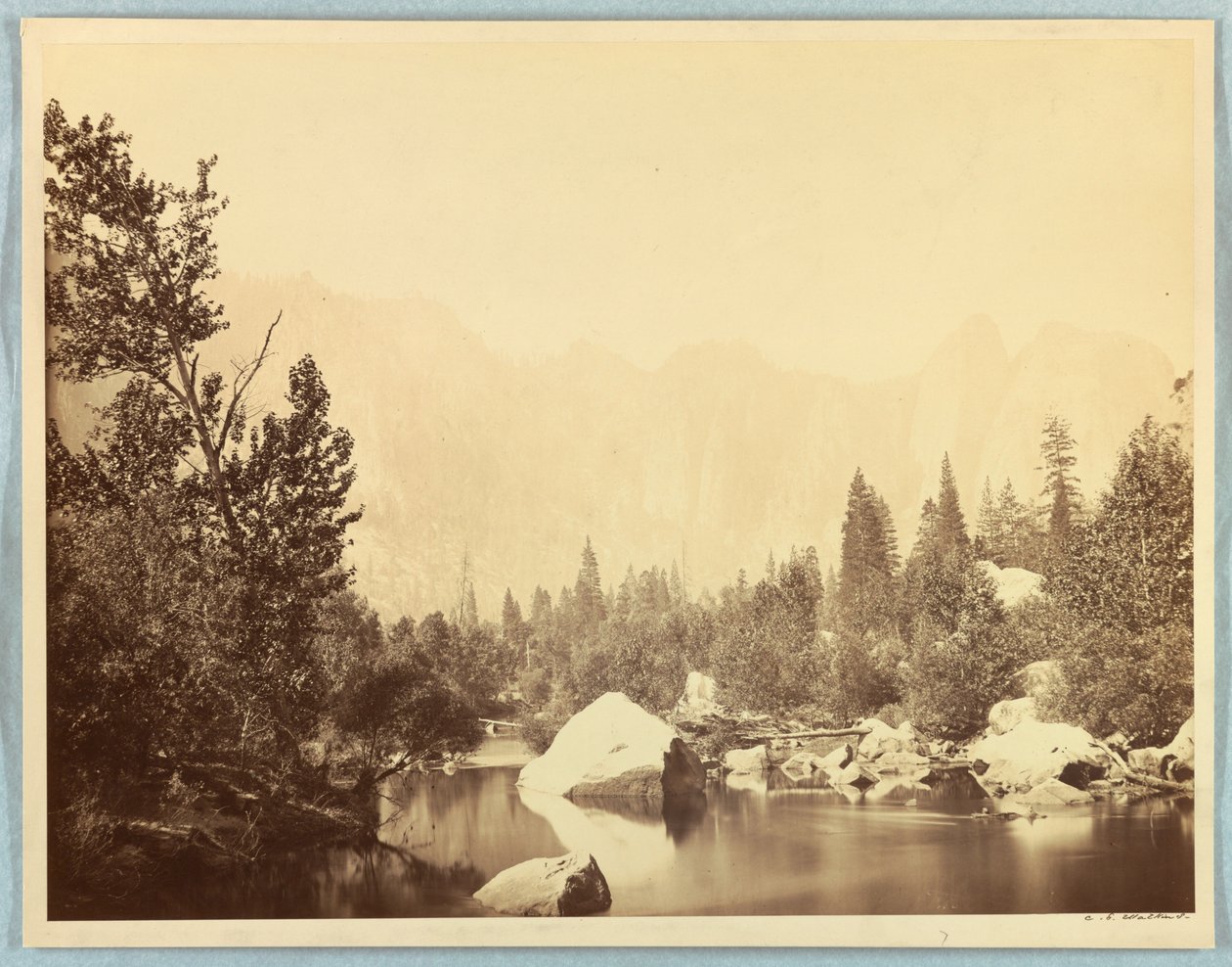Pohled na řeku Merced, Yosemite od Carleton E. Watkins
