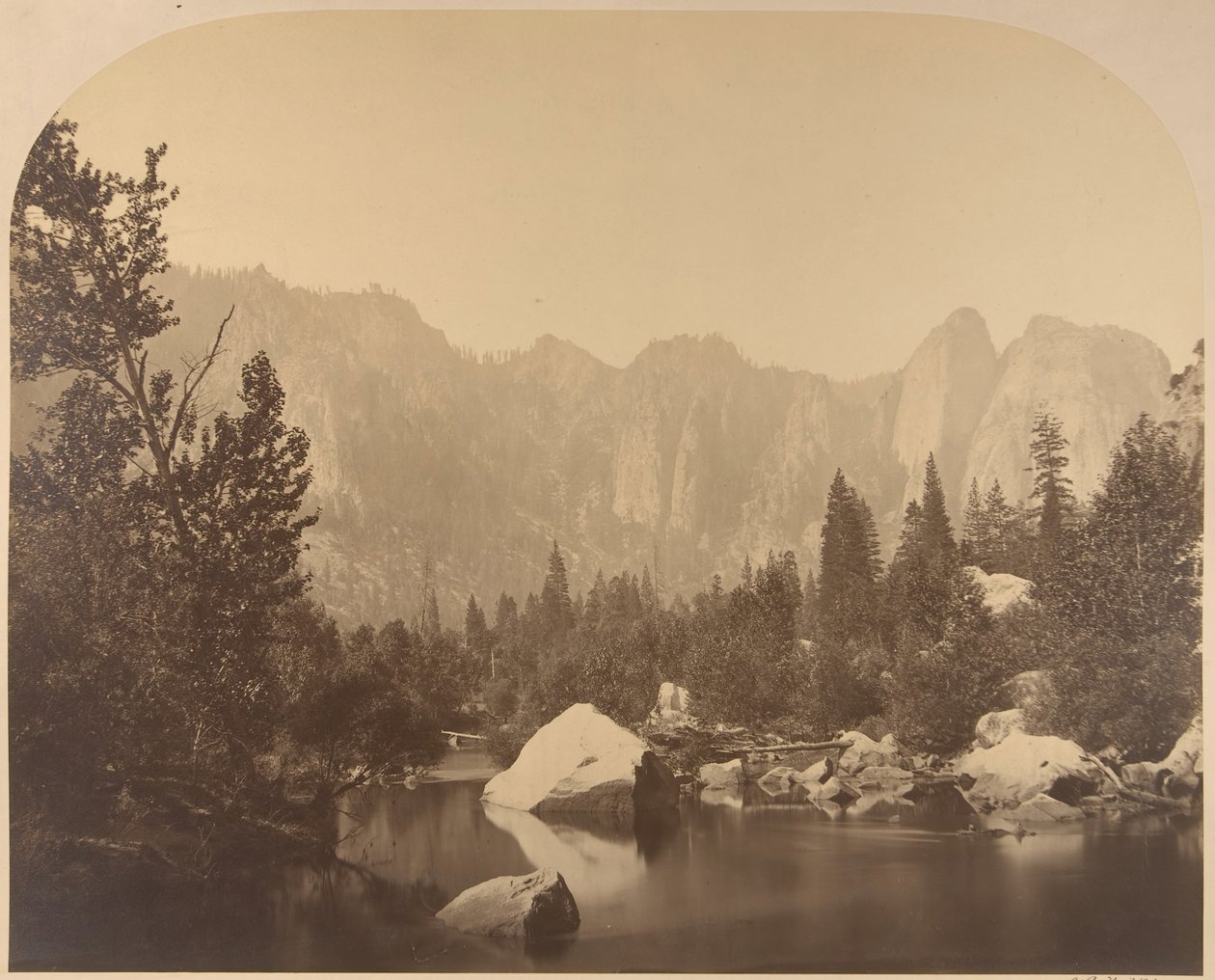 Cathedral Rock, Down the Valley, 1861. od Carleton Emmons Watkins