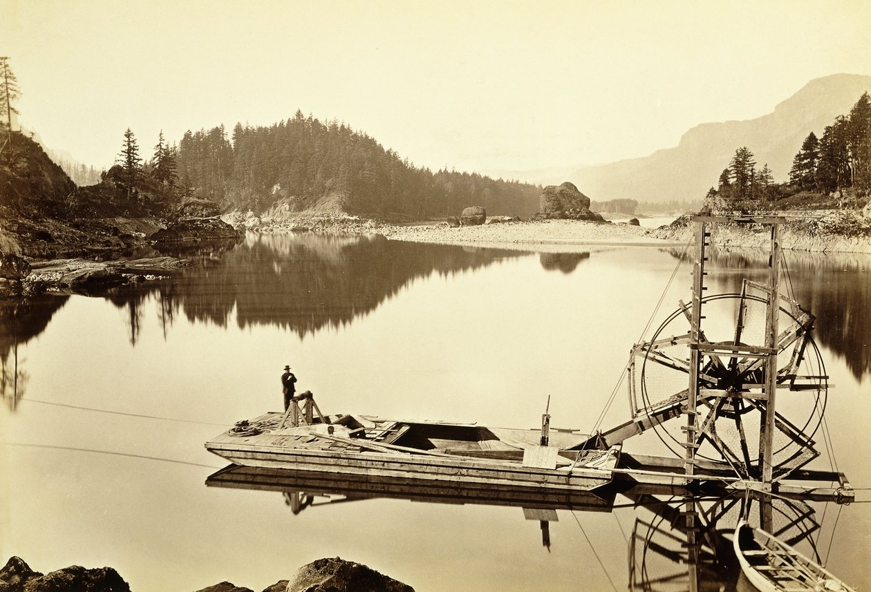Plovoucí kolo lososa, Kaskády, 1867 od Carleton E. Watkins