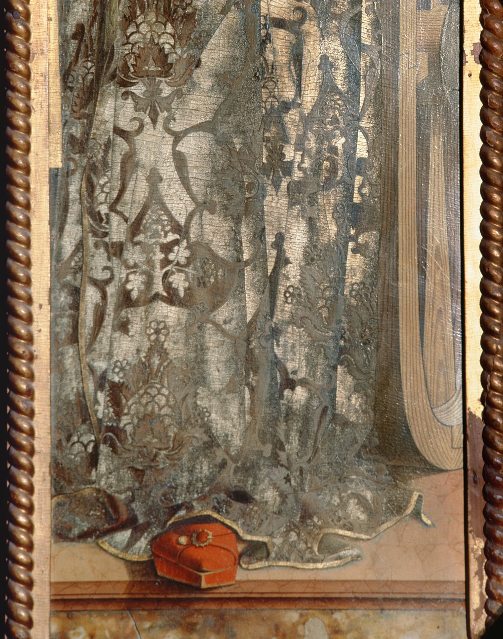 Svatá Kateřina, detail jejího roucha z temperového triptychu Santa Lucia na panelu viz 76683 od Carlo Crivelli