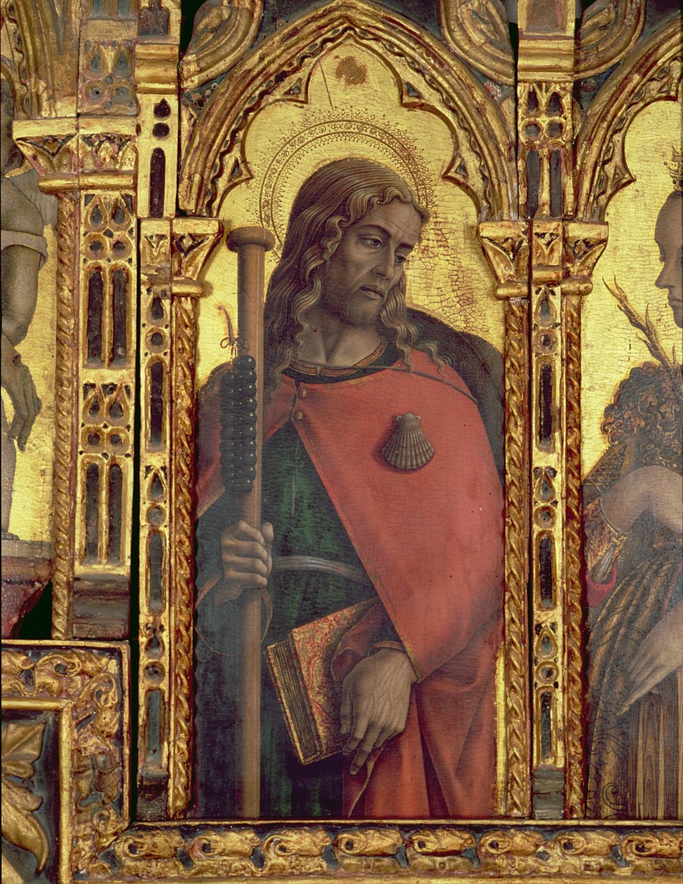 Svatý Jakub, detail z polyptychu San Martino (tempera na desce) (viz 76669) od Carlo Crivelli