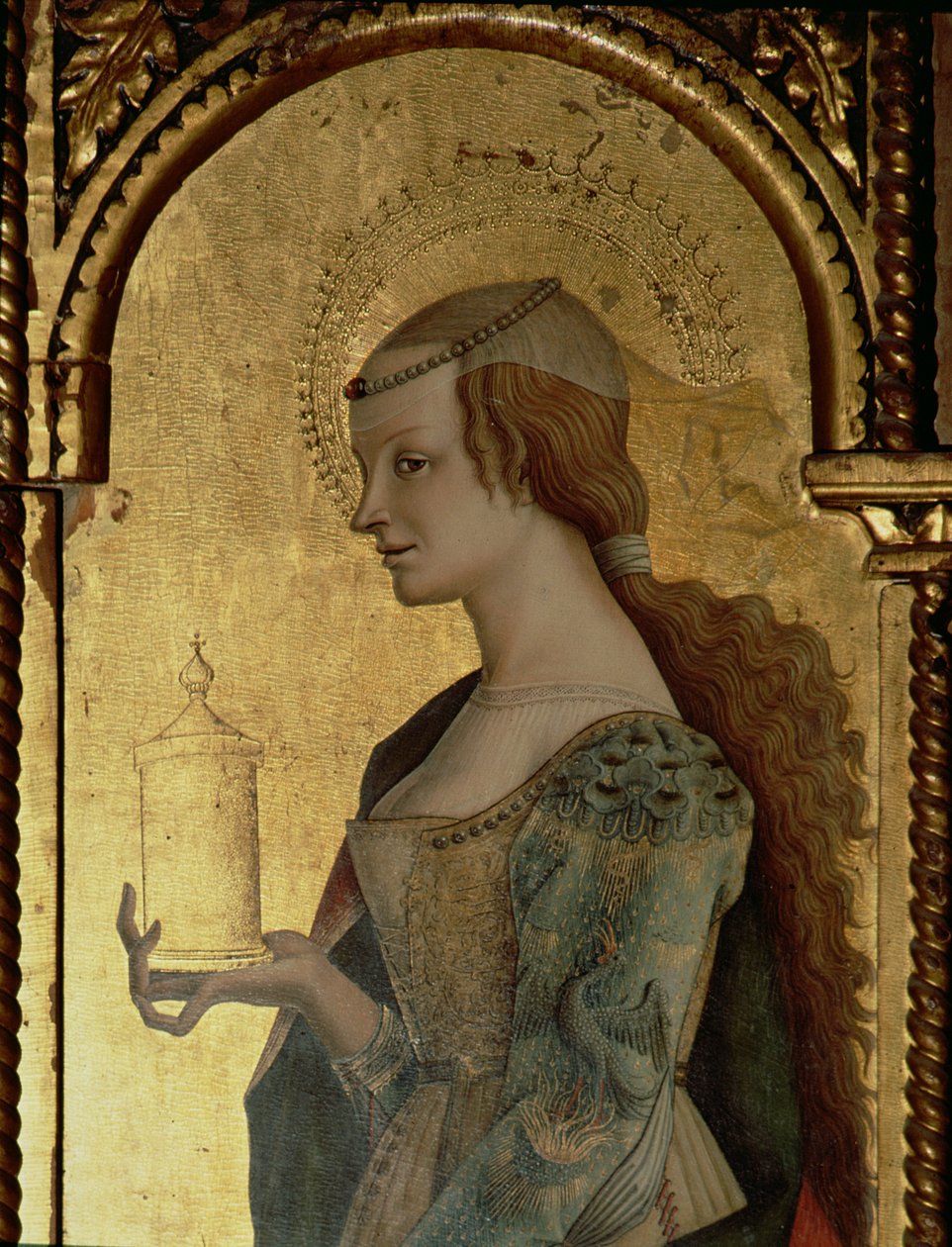 Svatá Máří Magdalena, detail z triptychu Santa Lucia (tempera na panelu) (viz 76686) od Carlo Crivelli
