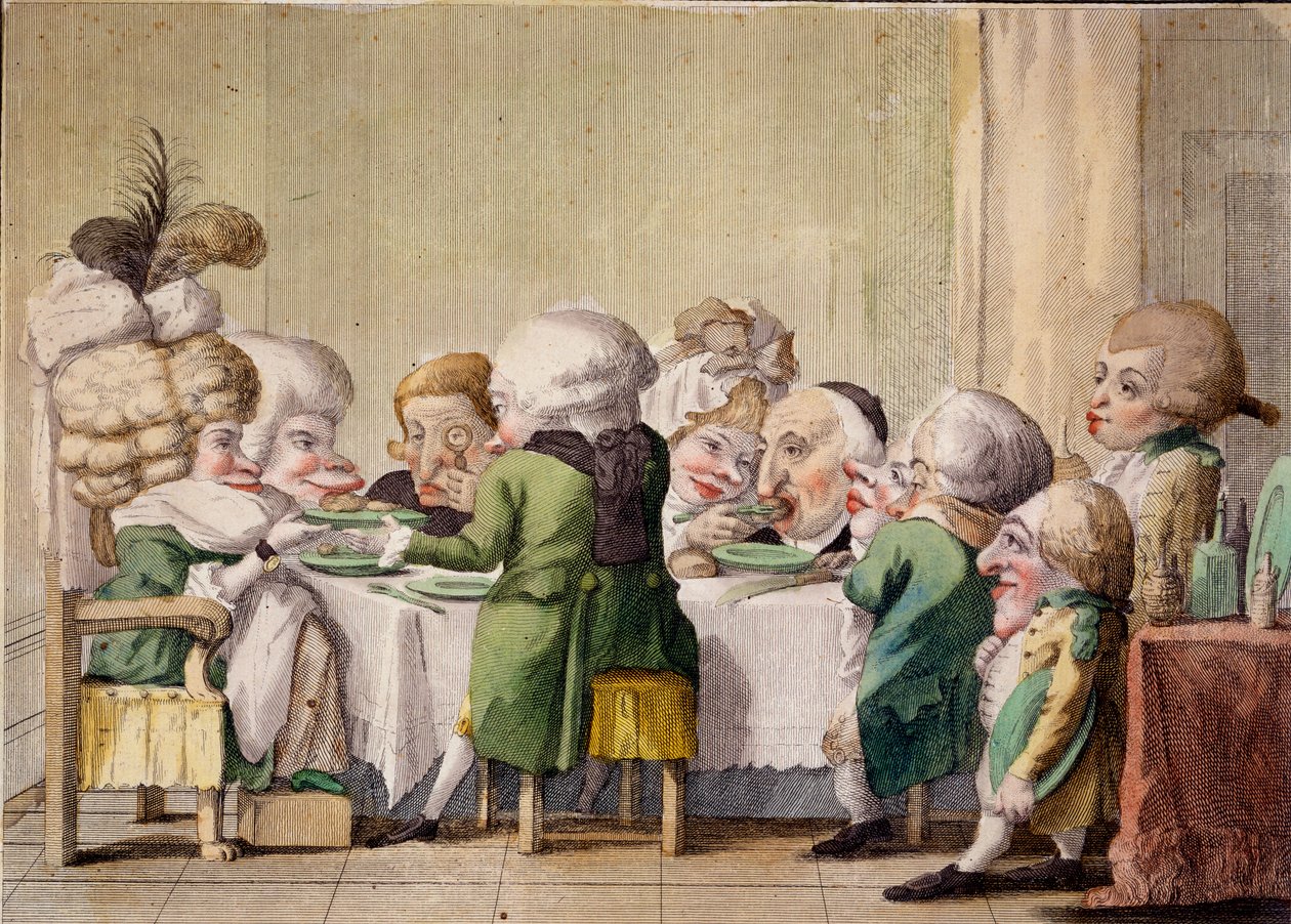 The Meal, cca 1790 (ručně kolorovaná rytina) od Carlo Lasinio