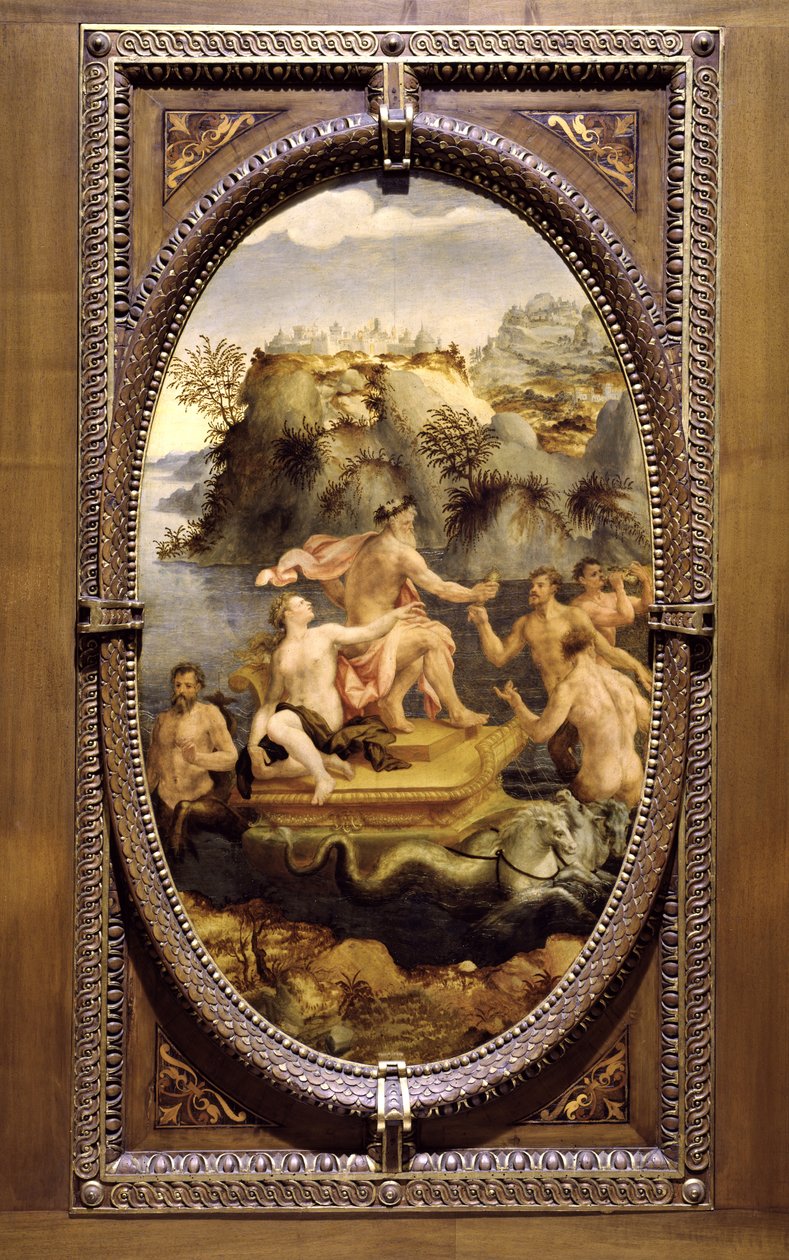 Neptun a Amfitrit, 1572 (olej na břidlici) od Carlo Portelli