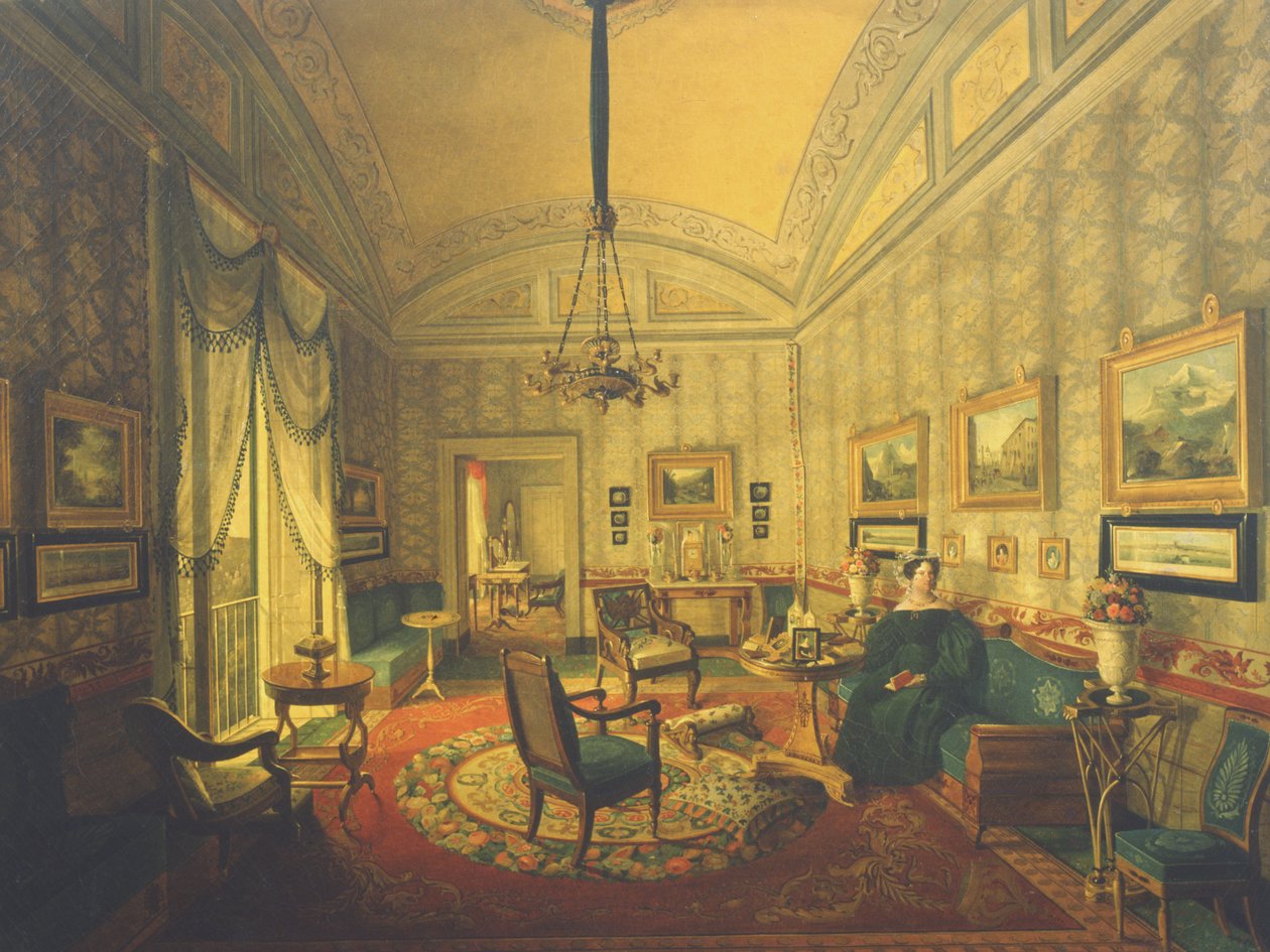 Královna Maria Isabella Neapolská ve svém bytě v Reggia di Capodimonte od Carlo de Falco