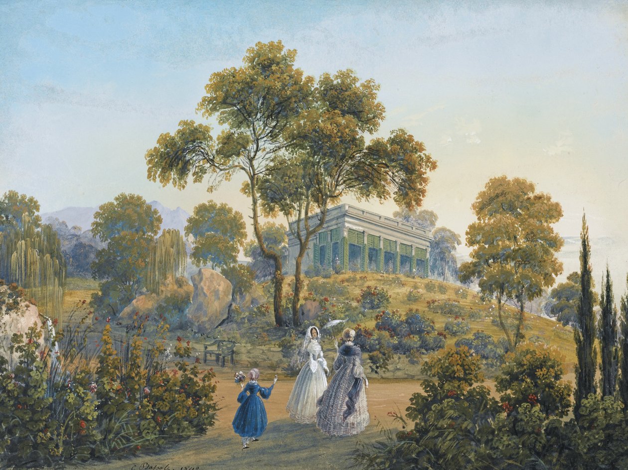 Pohled na Miskhor, cca 1842 od Carlo Bossoli