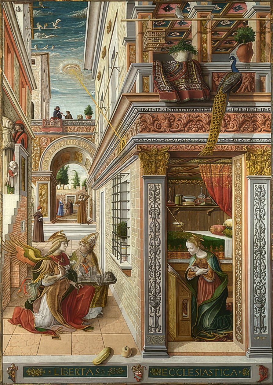 Zvěstování se svatým Emidiem. 1486 od Carlo Crivelli