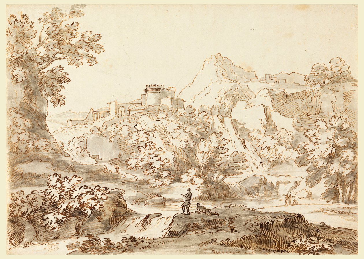 Kresba, Krajina s městem, 1750-1770 od Carlo Marchionni