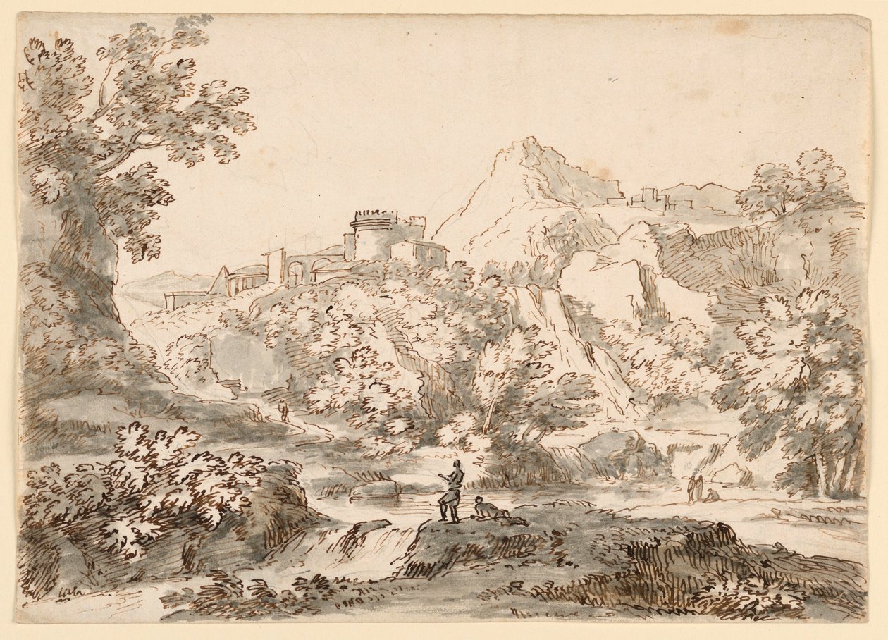 Kresba, Krajina s městem, 1750-1770 od Carlo Marchionni
