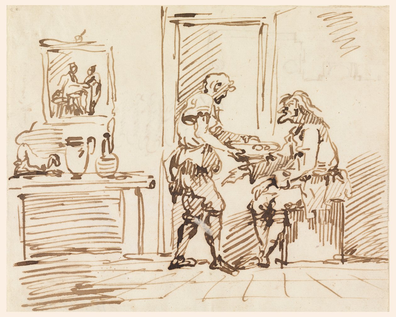 Kresba, Žánrová scéna, 1725-50 od Carlo Marchionni