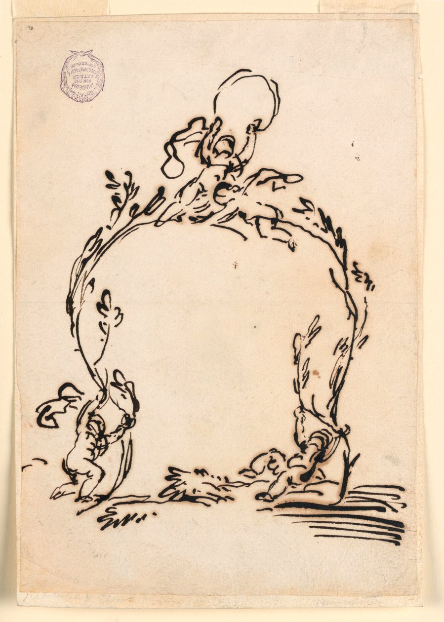 Kresba, náčrtek kartuše, 1760-80 od Carlo Marchionni