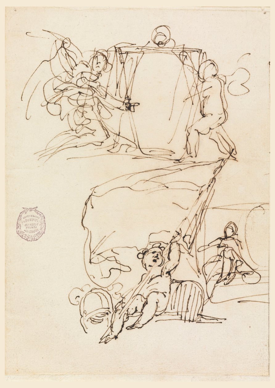 Kresba, Tři skici, před rokem 1775 od Carlo Marchionni