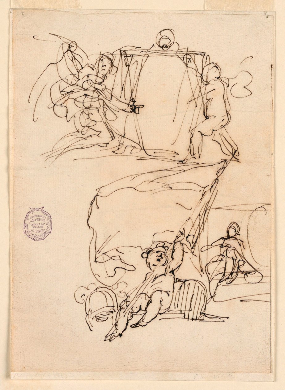 Kresba, Tři skici, před rokem 1775 od Carlo Marchionni