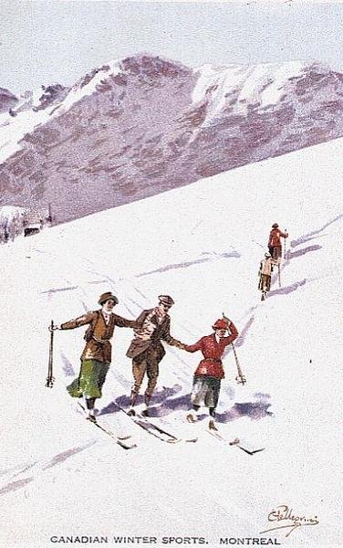 Kanadské zimní sporty, Montreal (barevné lito) od Carlo Pellegrini