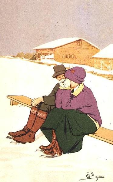 The Crying Skater (barevná litho) od Carlo Pellegrini