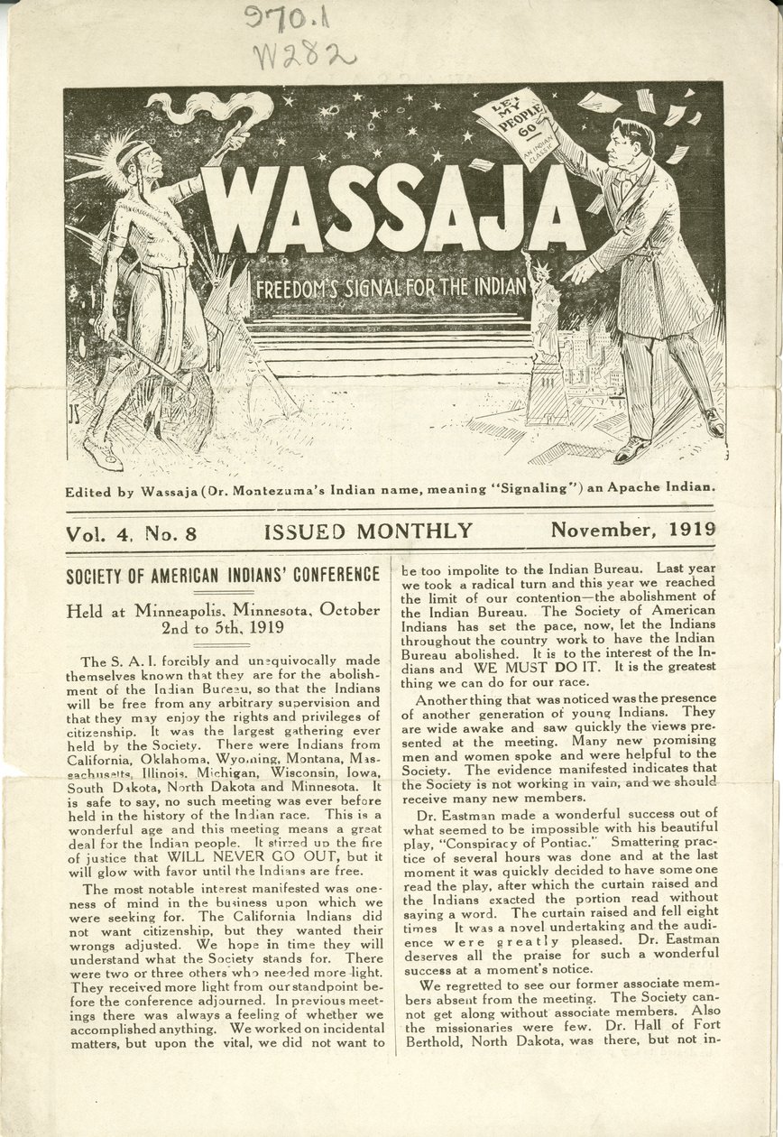 Vydání Wassaja, sv. 4, č. 8, listopad 1919 od Carlos Montezuma