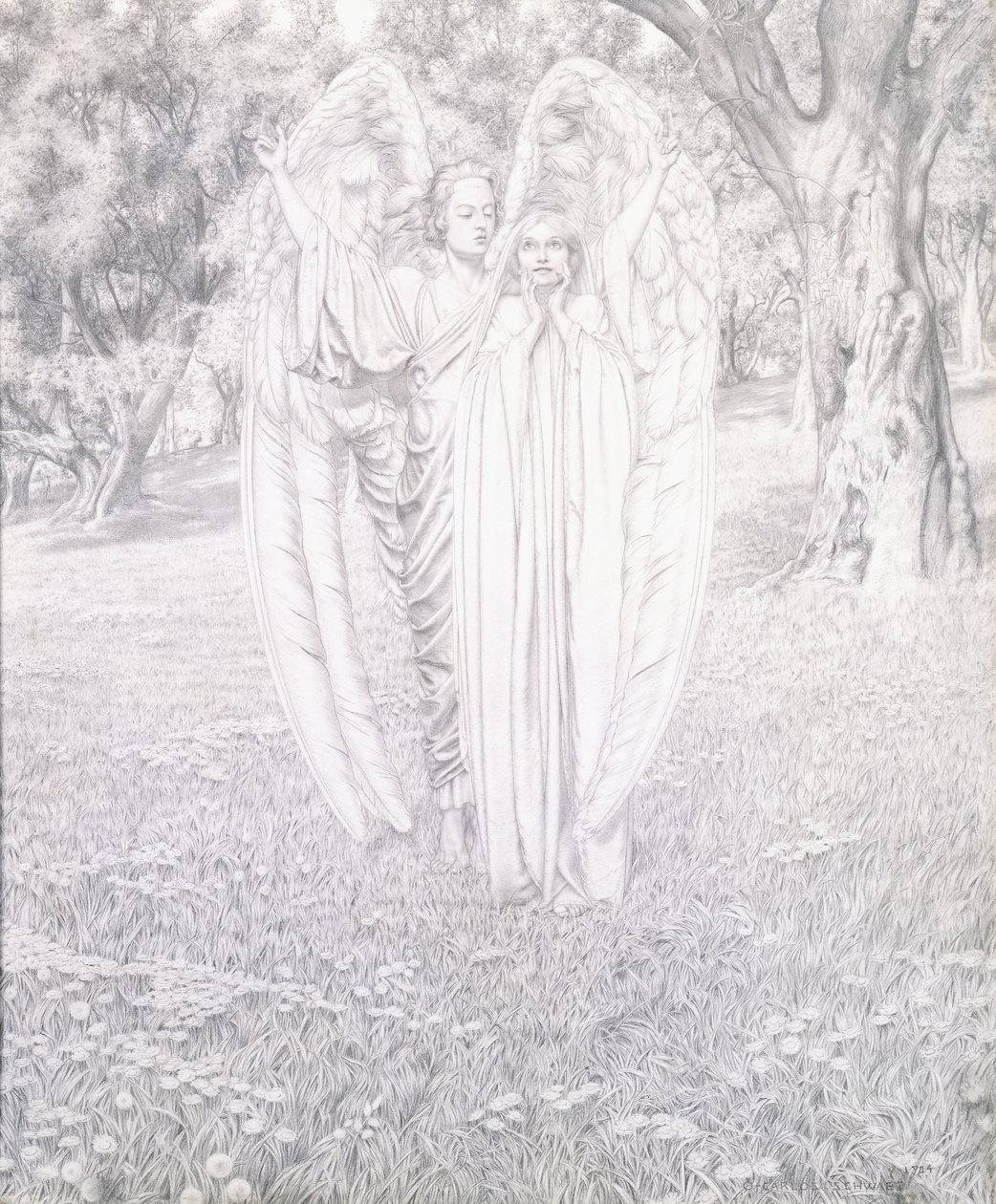Dva andělé, 1904 od Carlos Schwabe