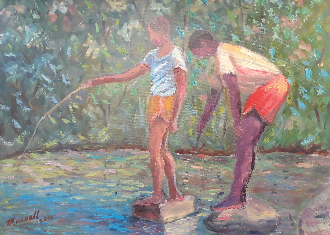 Rybaření, 2014 (olej na plátně) od Carlton Murrell