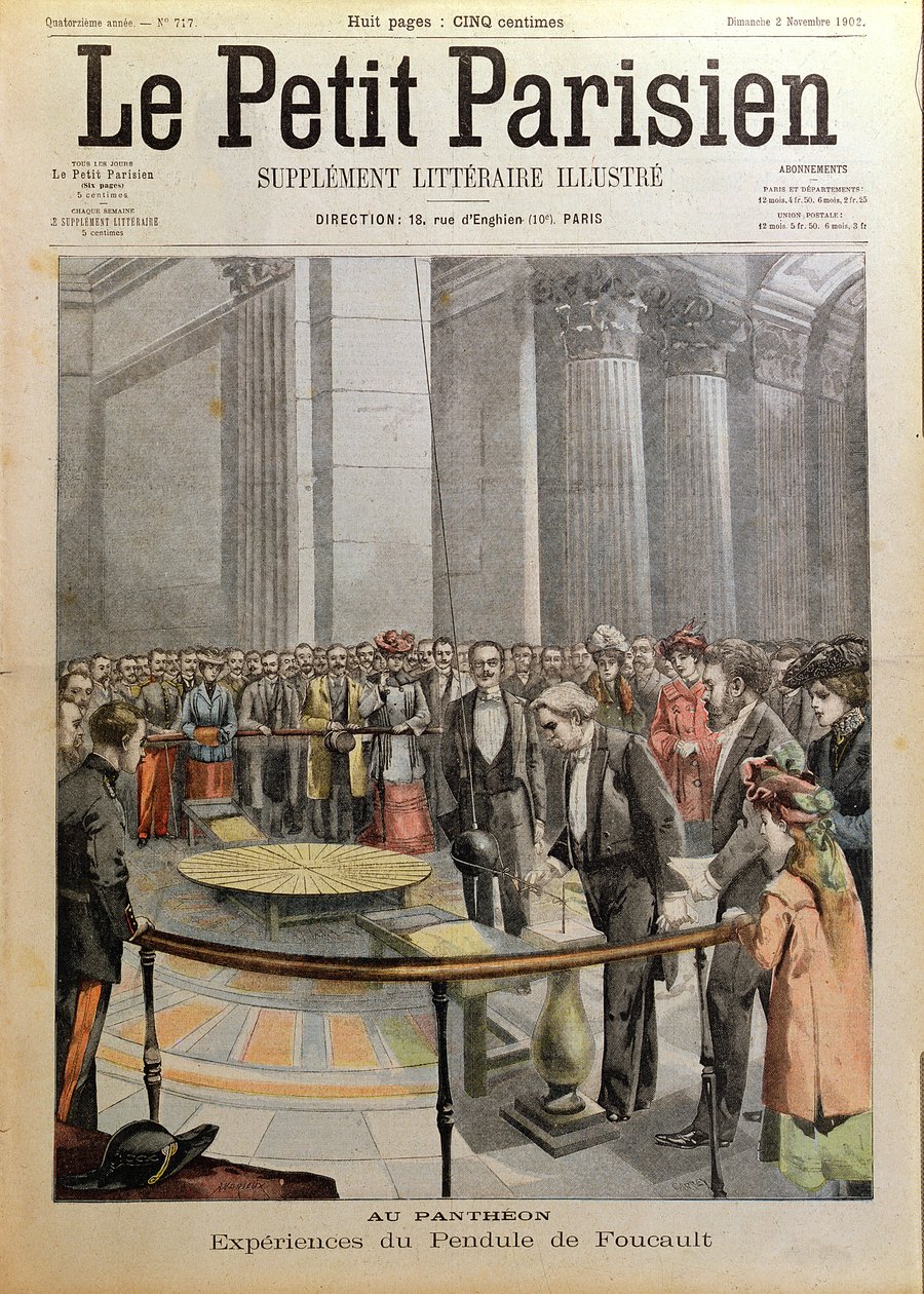 Experiment s Foucaultovým kyvadlem v Pantheonu v Paříži, z „Le Petit Parisien“, 2. listopadu 1902 od Carrey