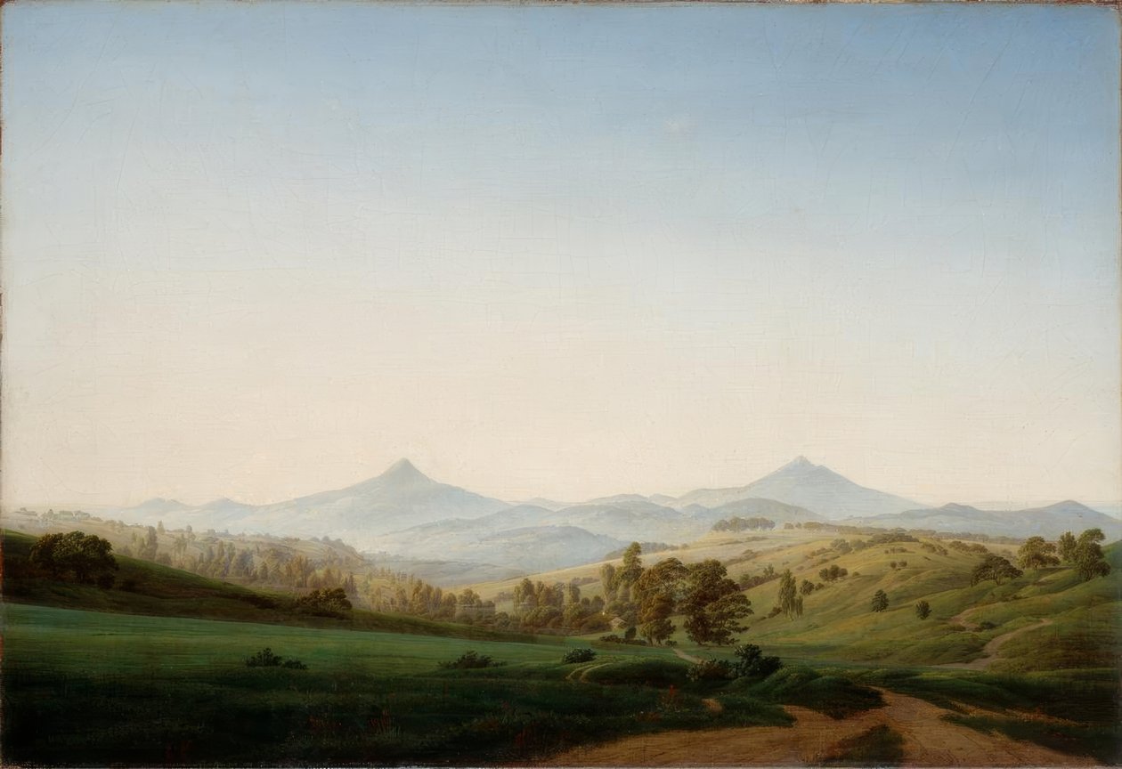 Česká krajina s Milleschauerem od Caspar David Friedrich