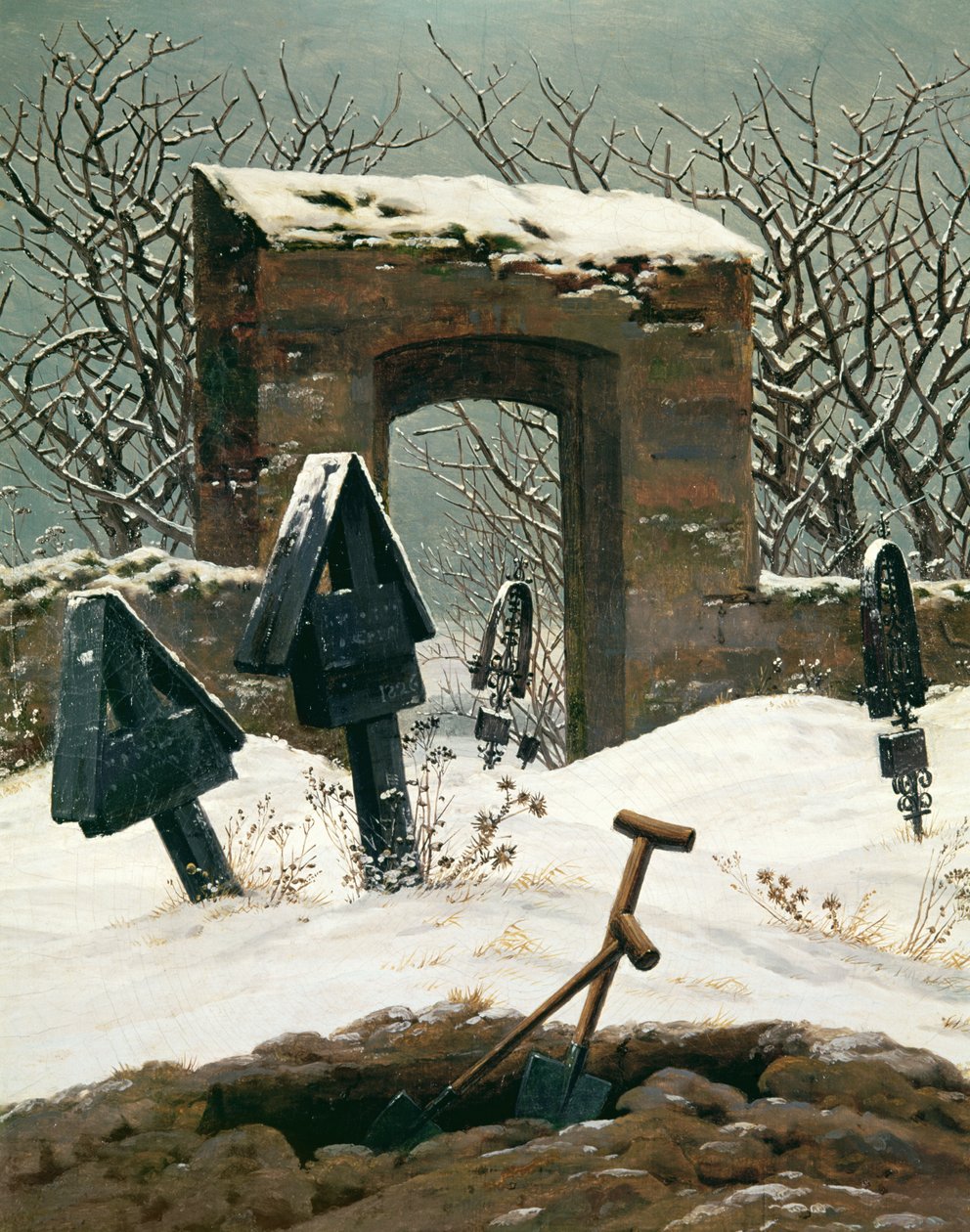 Hřbitov ve sněhu, 1826 od Caspar David Friedrich